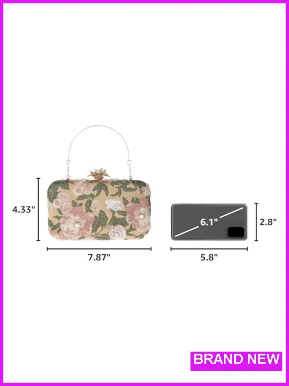 Vintage Floral Embroidery Clutch Evening Handbag Shoulder Purse